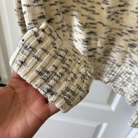 J.Crew Marled Knit Cream Gray Sweater Size Large Black - Picture 6 of 7